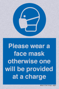 Please wear a face mask otherwise one will be provided at a charge